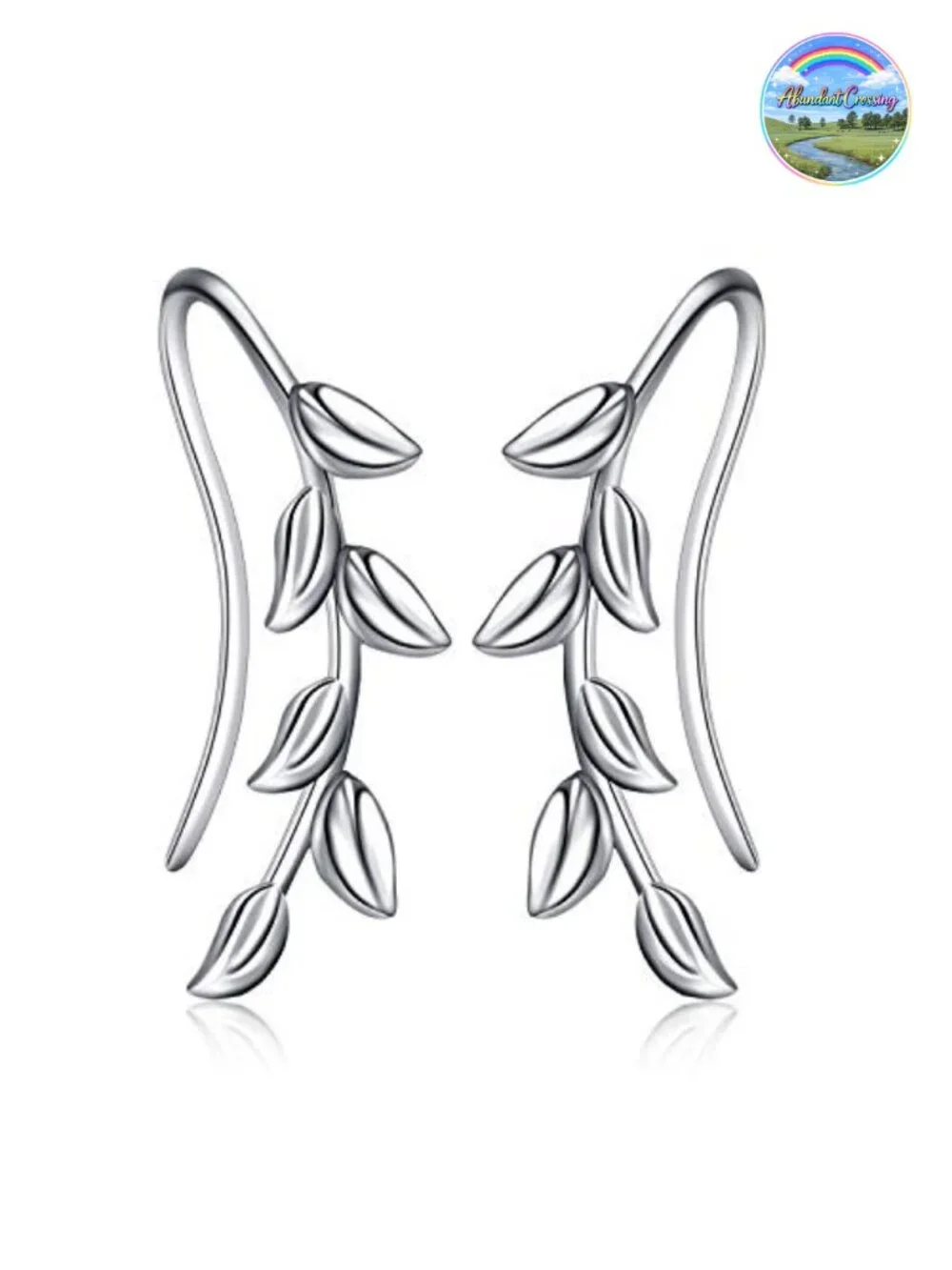 Leaf Ear Climber Earrings Cuff Wrap Sterling Silver Crawler Earrings